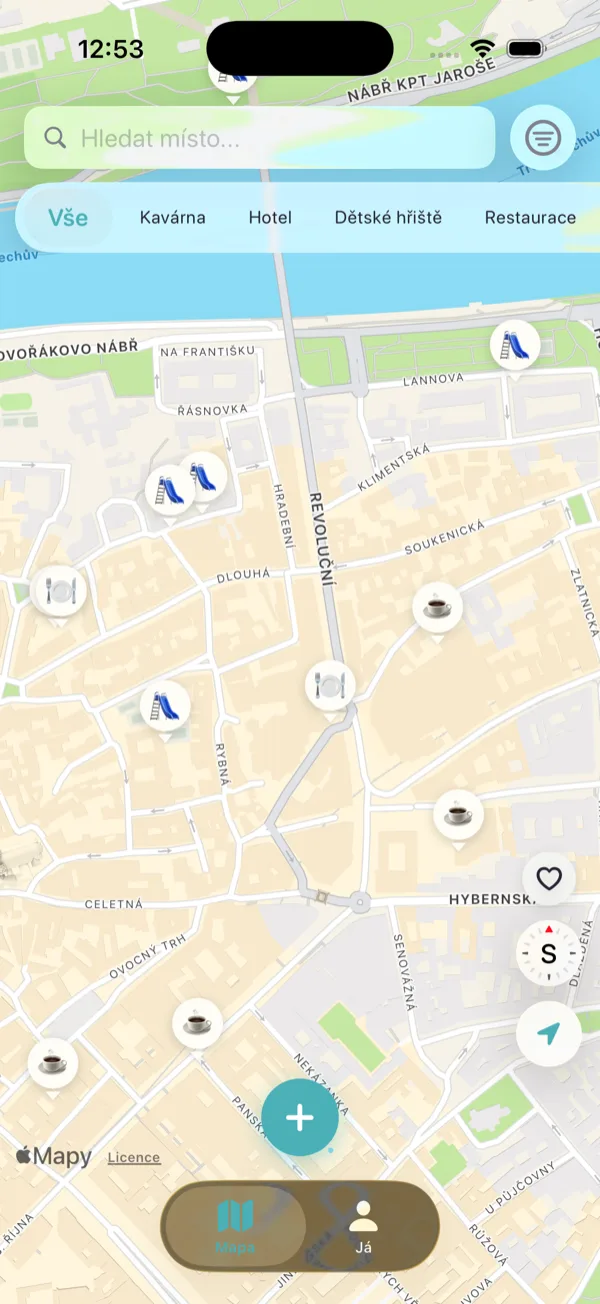 Baby Friendly aplikace — mapa baby-friendly míst